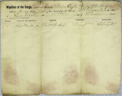 Eagle Wing, Manifest, 1 June 1865