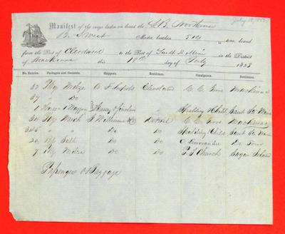 Northerner, Manifest, 18 July 1853