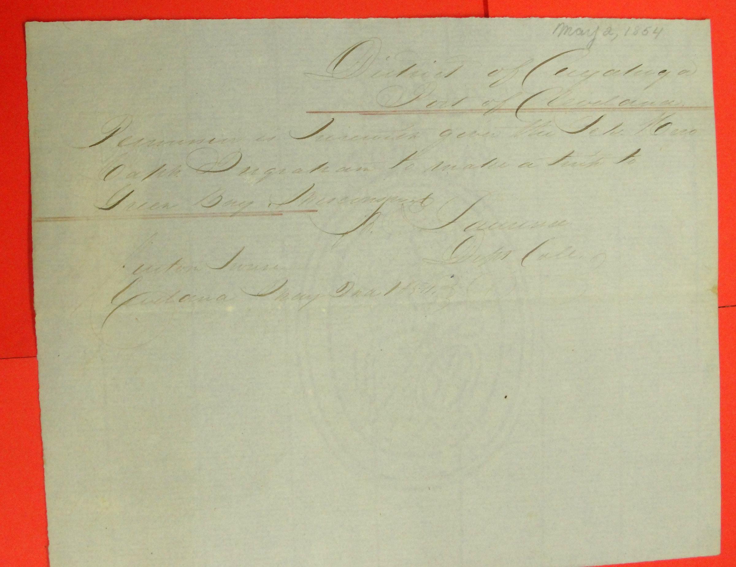 Hero, Permit, 2 May 1854