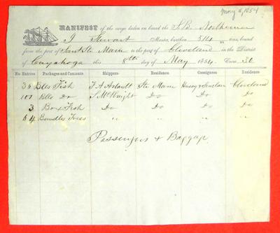 Northerner, Manifest, 8 May 1854