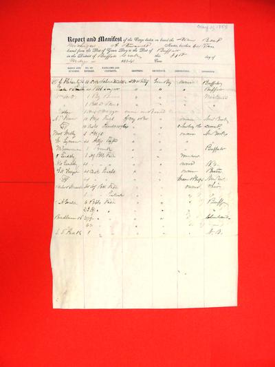 Michigan, Manifest, 31 May 1854