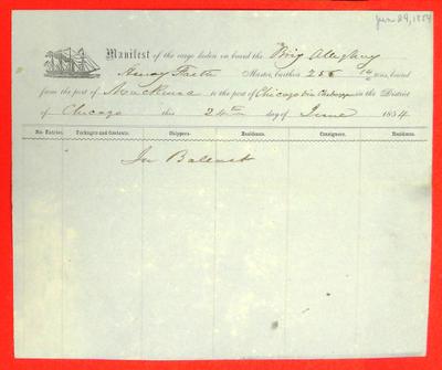 Allegheny, Manifest, 24 June 1854