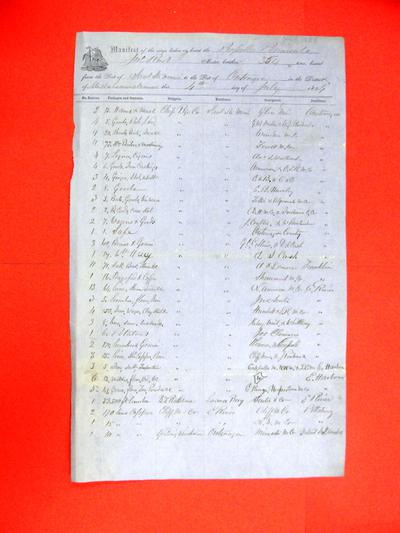 Peninsula, Manifest, 4 July 1854