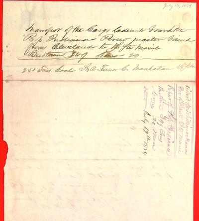 Indiana, Manifest, 15 July 1854