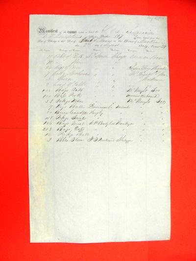 Superior, Manifest, 2 August 1854