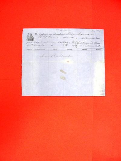 Concord, Manifest, 23 September 1854