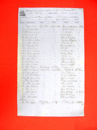 Peninsula, Manifest, 27 September 1854