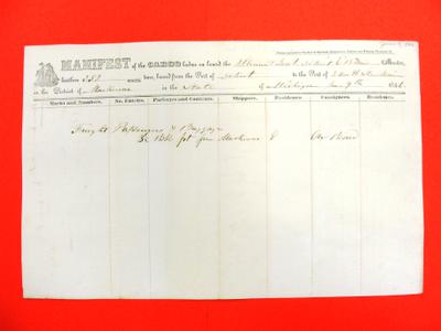 Detroit, Manifest , 9 June 1846