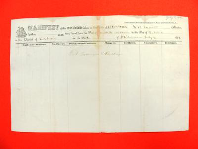 Detroit, Manifest , 9 July 1846