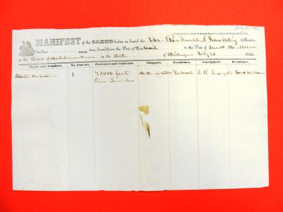 Rockwood, Manifest , 21 July 1846