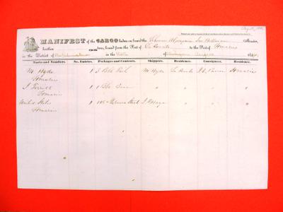 Algonquin, Manifest , 14 August 1846