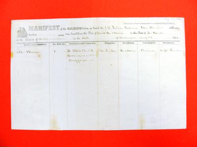 Julia Palmer, Manifest , 24 August 1846