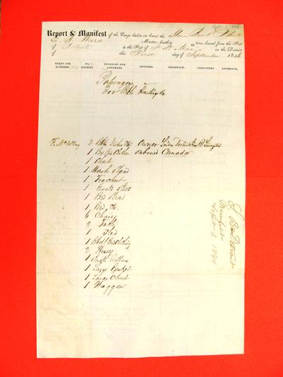 Detroit, Manifest , 1 September 1846