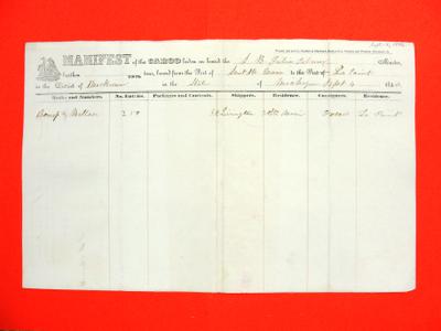 Julia Palmer, Manifest , 4 September 1846