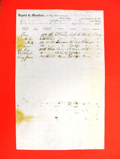 Detroit, Manifest , 22 September 1846