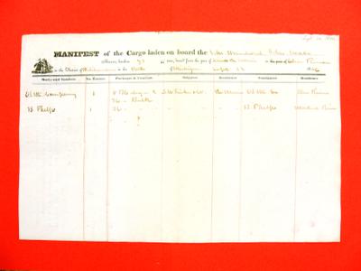 Merchant, Manifest , 22 September 1846