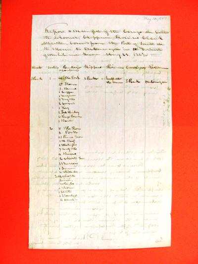 Chippewa, Manifest , 22 May 1847