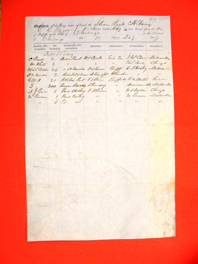 Albany, Manifest , 10 July 1847