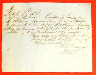 Equator, Permit, 13 April 1848