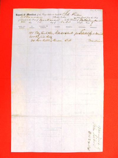 Fisher, Manifest , 16 October 1848