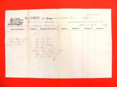 Chippewa, Manifest , 17 November 1848