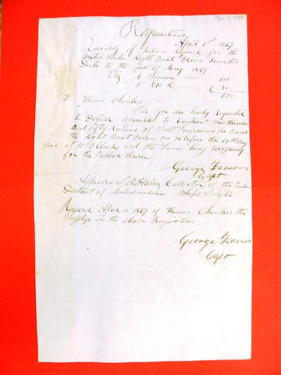 Ocean, Requisition, 1 April 1849