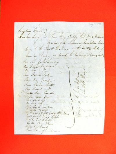 Resolution, Clearance, 10 May 1849