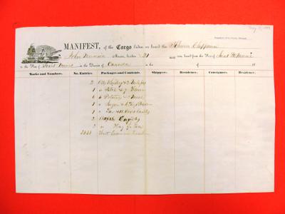 Chippewa, Manifest , 11 May 1849