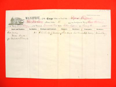 Chippewa, Manifest, 9 June 1849