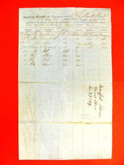 Merritt Hunt, Manifest, 30 June 1849