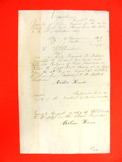 Ocean, Requisition, 1 August 1849