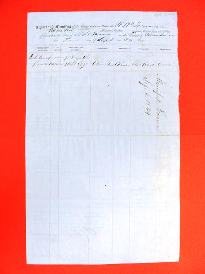 Tecumseh, Manifest, 3 September 1849