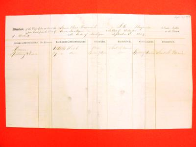 Tecumseh, Manifest, 6 September 1849