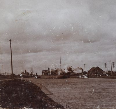 Whalebacks approaching locks, Soo, Mich.