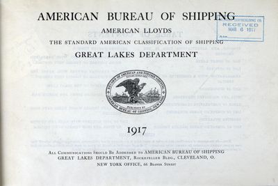 American Bureau of Shipping, American Lloyds, Great Lakes Department, 1917