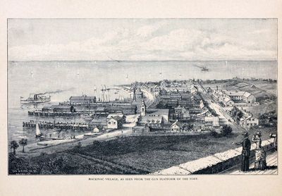 Mackinac Village, as seen from the gun platform of the fort.