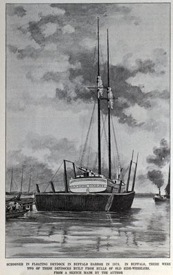 Schooner in Floating Drydock in Buffalo Harbor in 1878