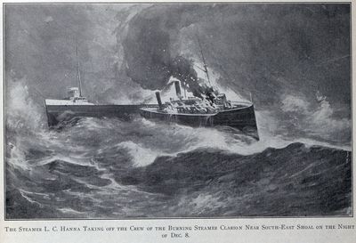 Steamer L. C. HANNA taking off the Crew of the Burning steamer CLARION