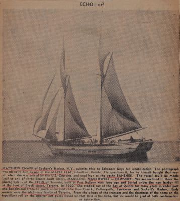 &quot;PEERLESS&quot; was a Bronte Brig: Schooner Days DCCCXLII (842)