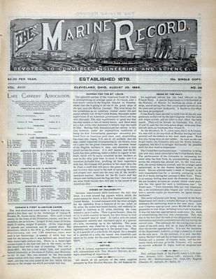 Marine Record (Cleveland, OH), August 29, 1895