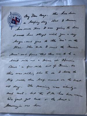 Letter from the SS Noronic 1913??