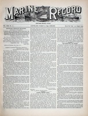 Marine Record (Cleveland, OH), March 16, 1899