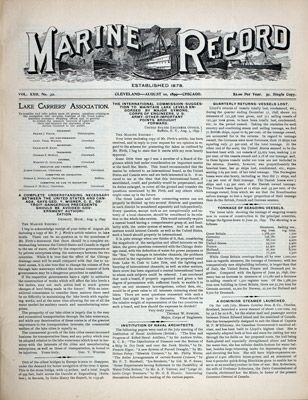 Marine Record (Cleveland, OH), August 10, 1899