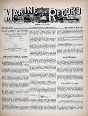 Marine Record (Cleveland, OH), October 26, 1899