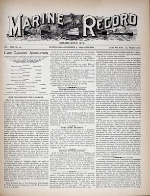 Marine Record (Cleveland, OH), November 9, 1899