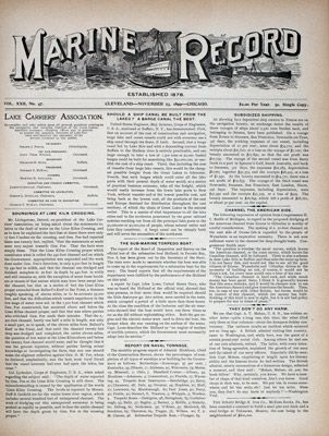 Marine Record (Cleveland, OH), November 23, 1899