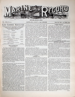 Marine Record (Cleveland, OH), August 9, 1900