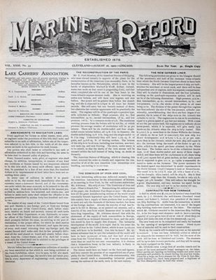 Marine Record (Cleveland, OH), August 16, 1900