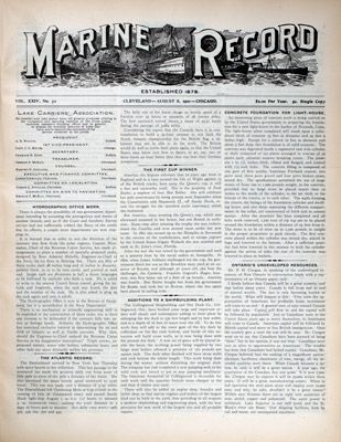 Marine Record (Cleveland, OH), August 8, 1901