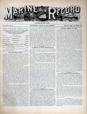 Marine Record (Cleveland, OH), August 22, 1901